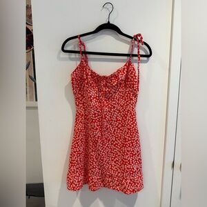 Red Floral Spaghetti Strap Dress